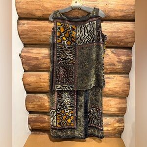 😍Stunning Vintage Carole Little Animal Print Top & Wrap Skirt Set 8